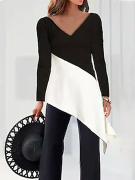 Loose Color Block Two-Piece Set