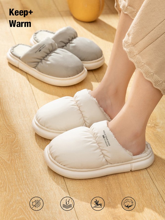 Couple Down Waterproof Plus Velvet Home Slippers