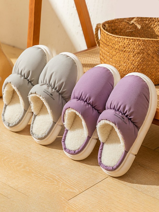 Couple Down Waterproof Plus Velvet Home Slippers