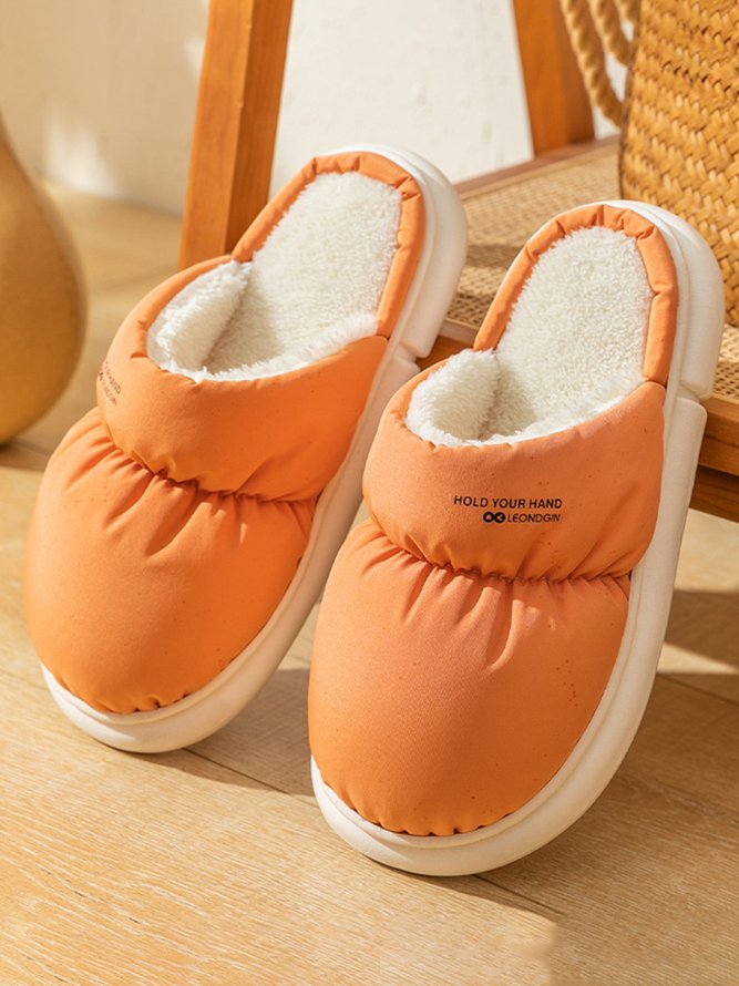 Couple Down Waterproof Plus Velvet Home Slippers