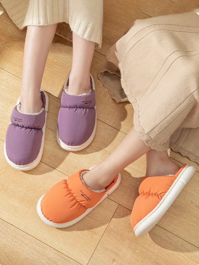 Couple Down Waterproof Plus Velvet Home Slippers