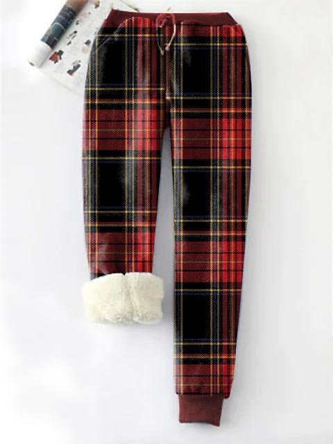 Women's Classical Christmas Plaid Fleece Warm Casual Pants