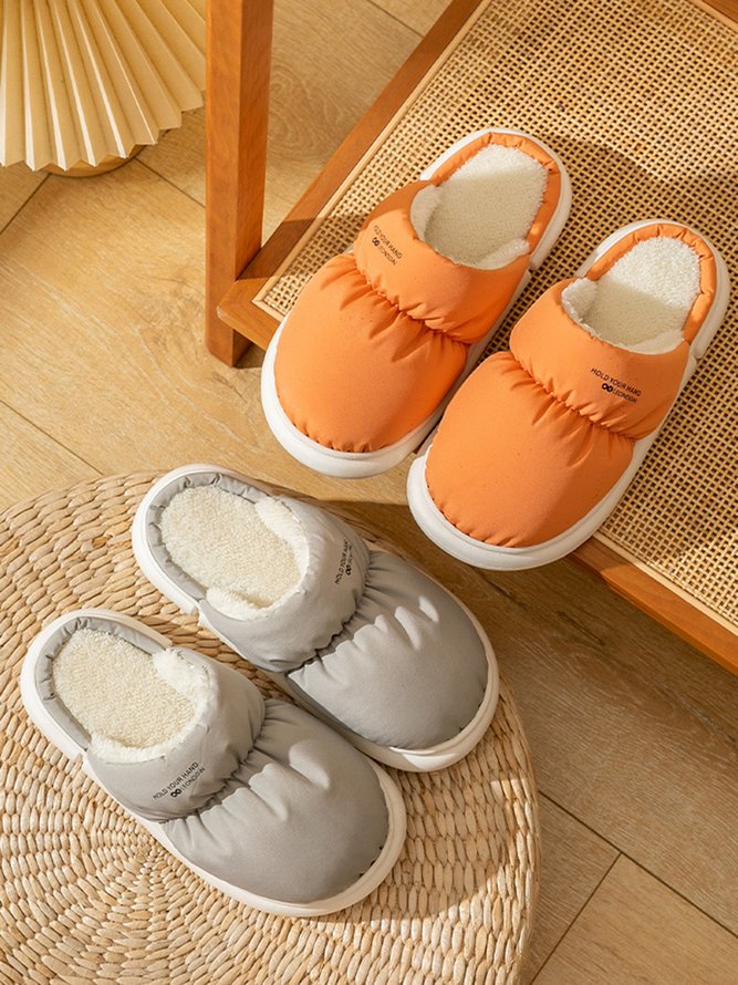 Couple Down Waterproof Plus Velvet Home Slippers