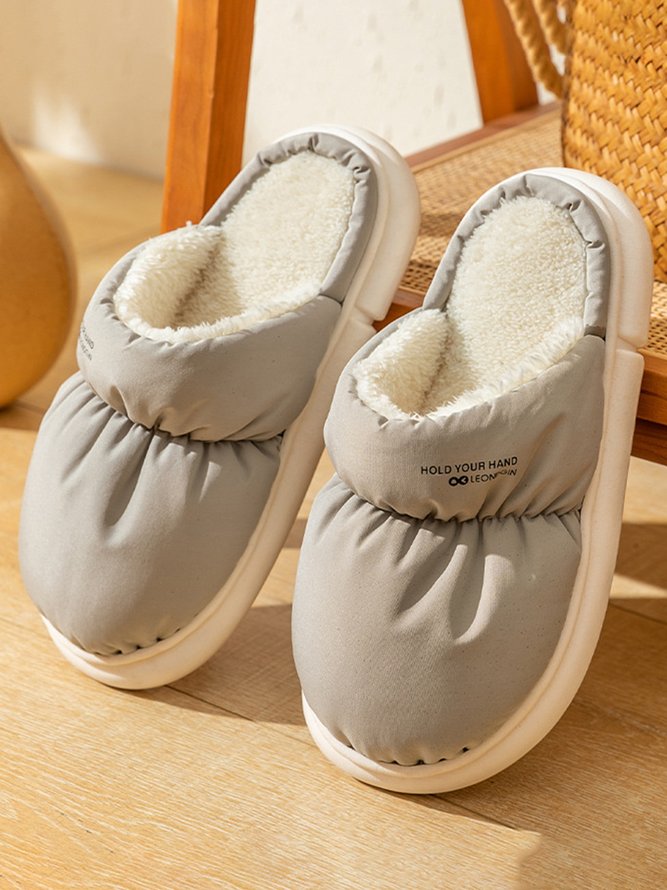 Couple Down Waterproof Plus Velvet Home Slippers