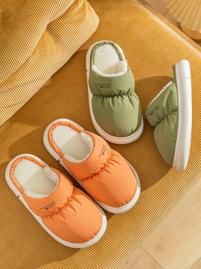 Couple Down Waterproof Plus Velvet Home Slippers