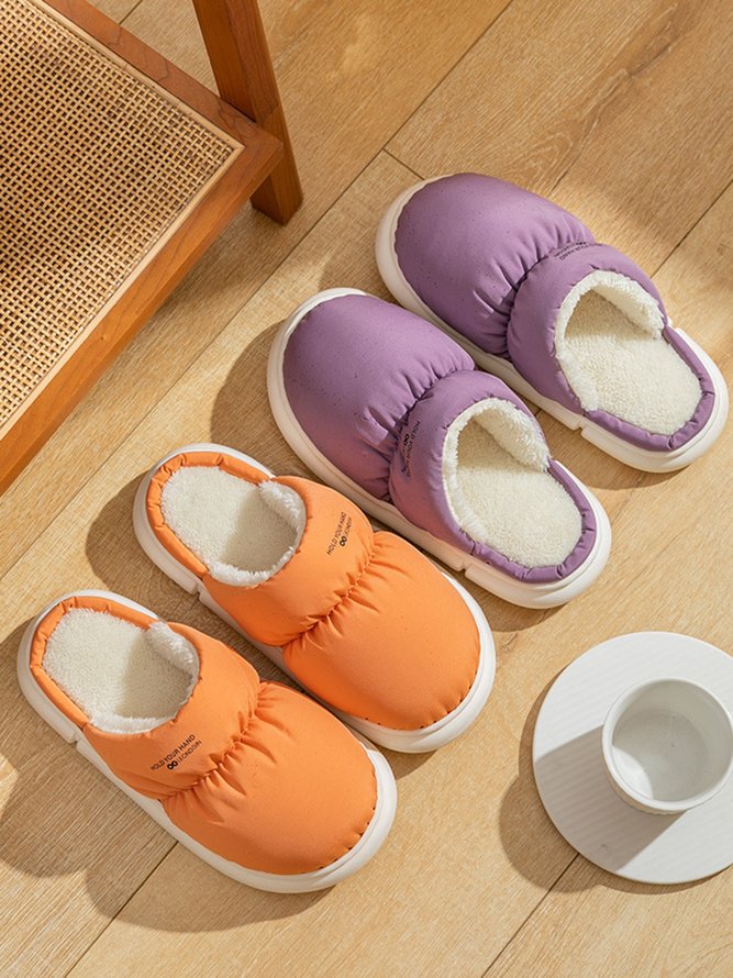 Couple Down Waterproof Plus Velvet Home Slippers