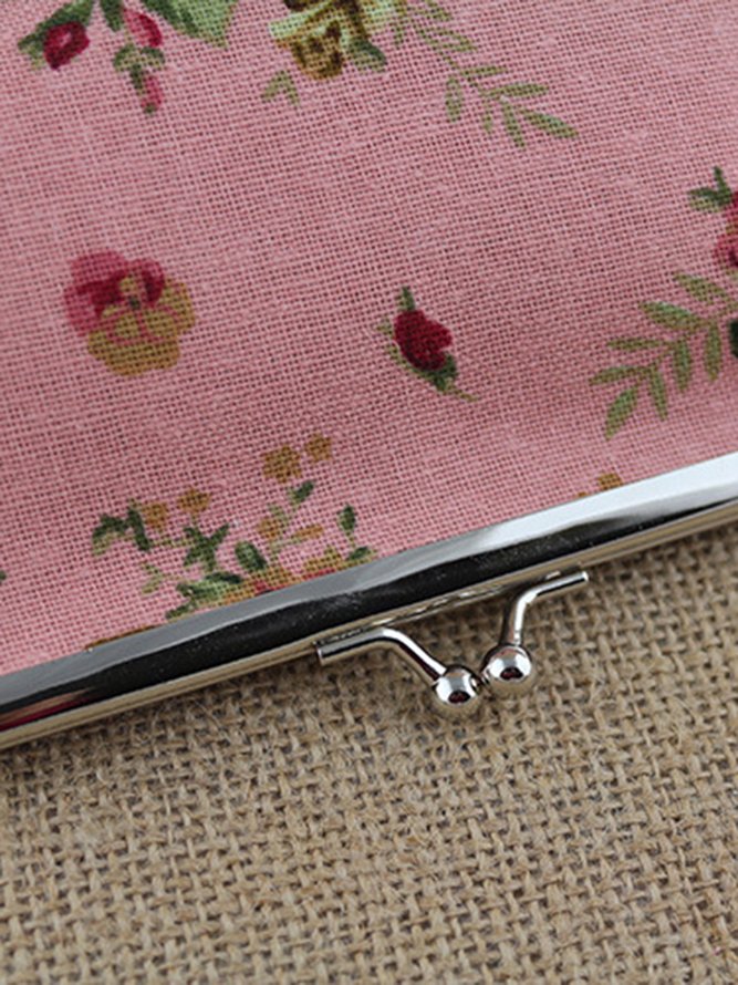 Vintage Long Large Rose Linen Coin Purse Clutch