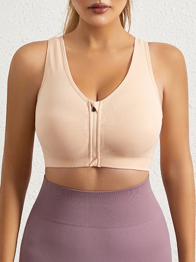 Shockproof Push Up Quick Dry Front Zip Sports Bra Plus Size
