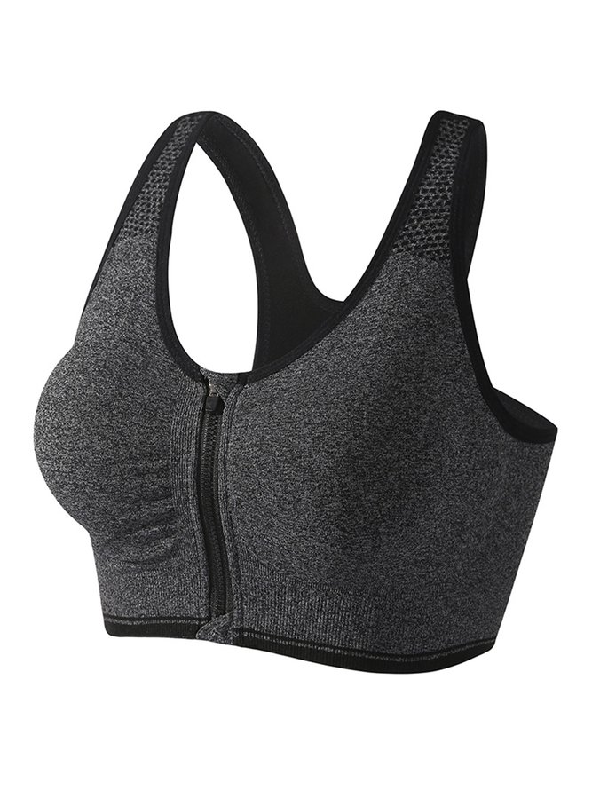 Shockproof Push Up Quick Dry Front Zip Sports Bra Plus Size