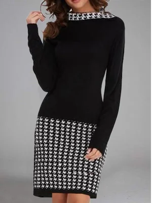 Geometric Crew Neck Regular Fit Dress