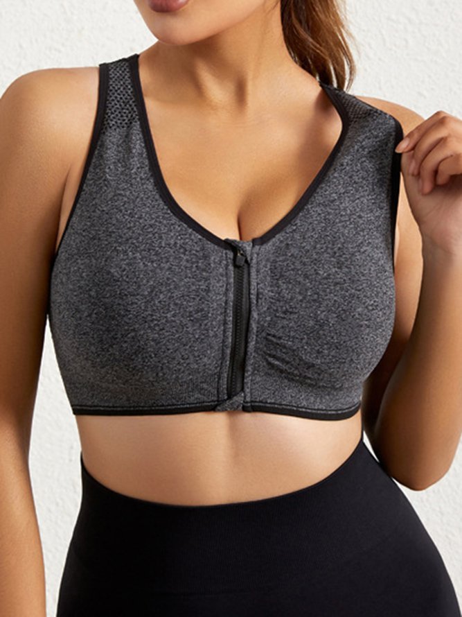 Shockproof Push Up Quick Dry Front Zip Sports Bra Plus Size