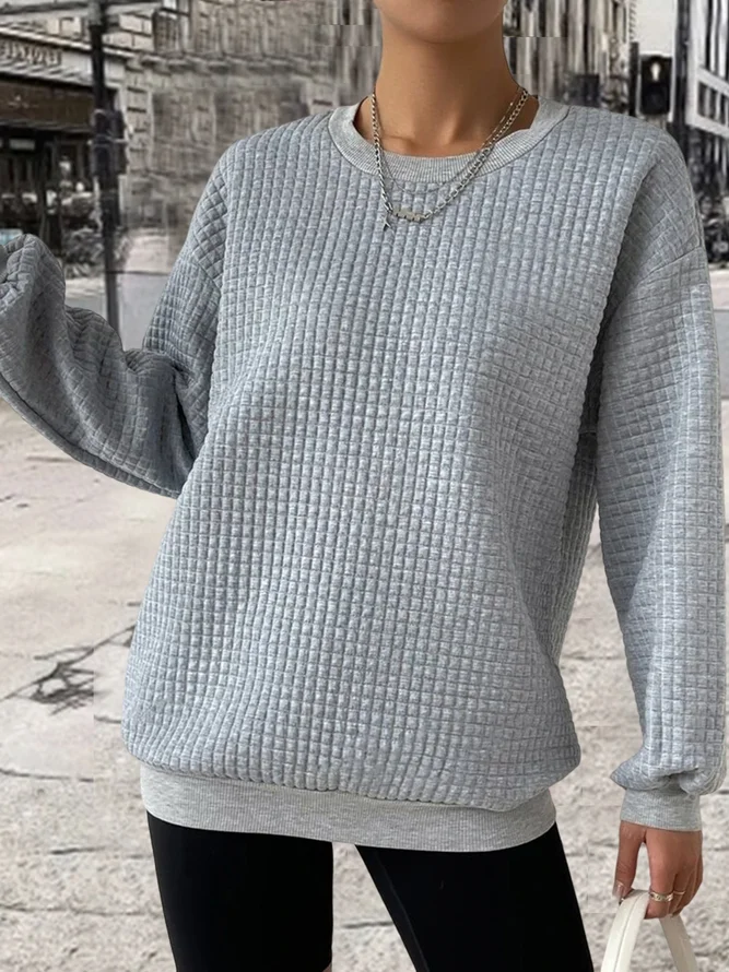 Crew Neck Loose Casual Sweatshirt
