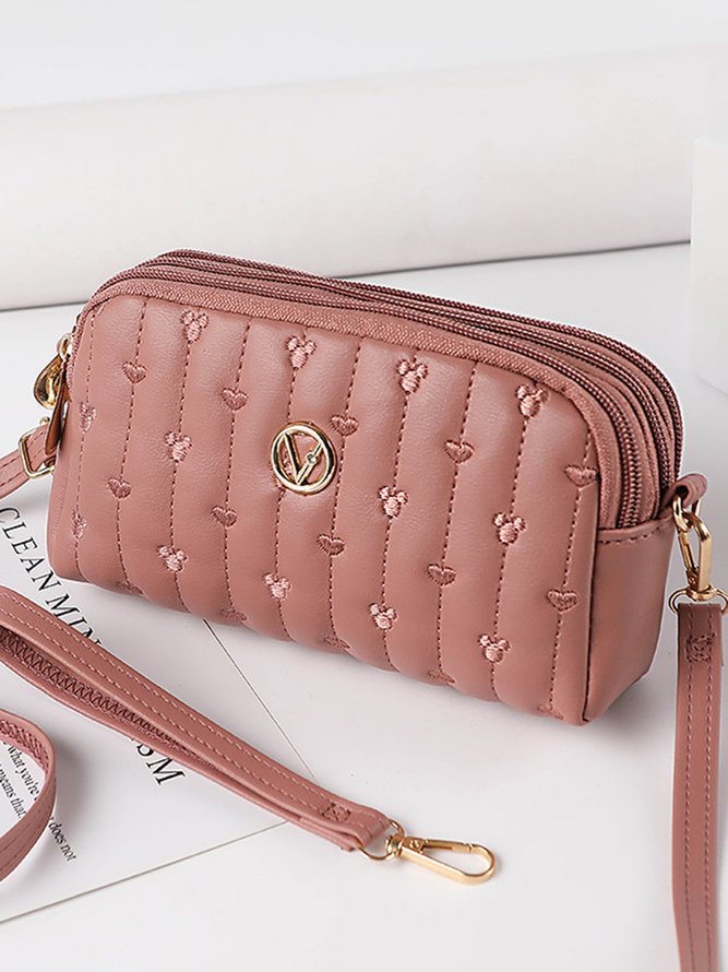Trendy Metallic Embroidered Crossbody Messenger Bag