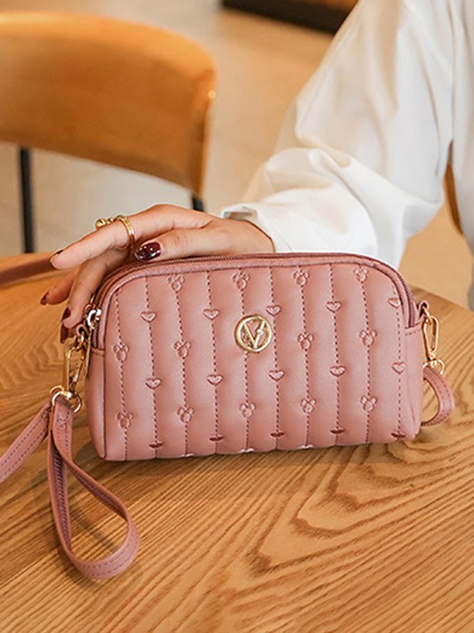 Trendy Metallic Embroidered Crossbody Messenger Bag