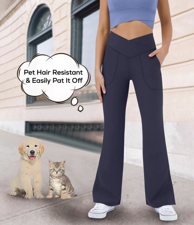 JFN Casual Plain Autumn Elastic Pet Hair Resistant Daily Straight Pants