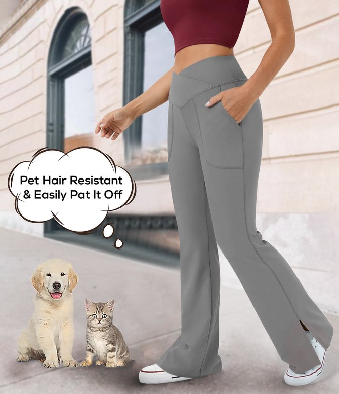 JFN Casual Plain Autumn Elastic Pet Hair Resistant Daily Straight Pants