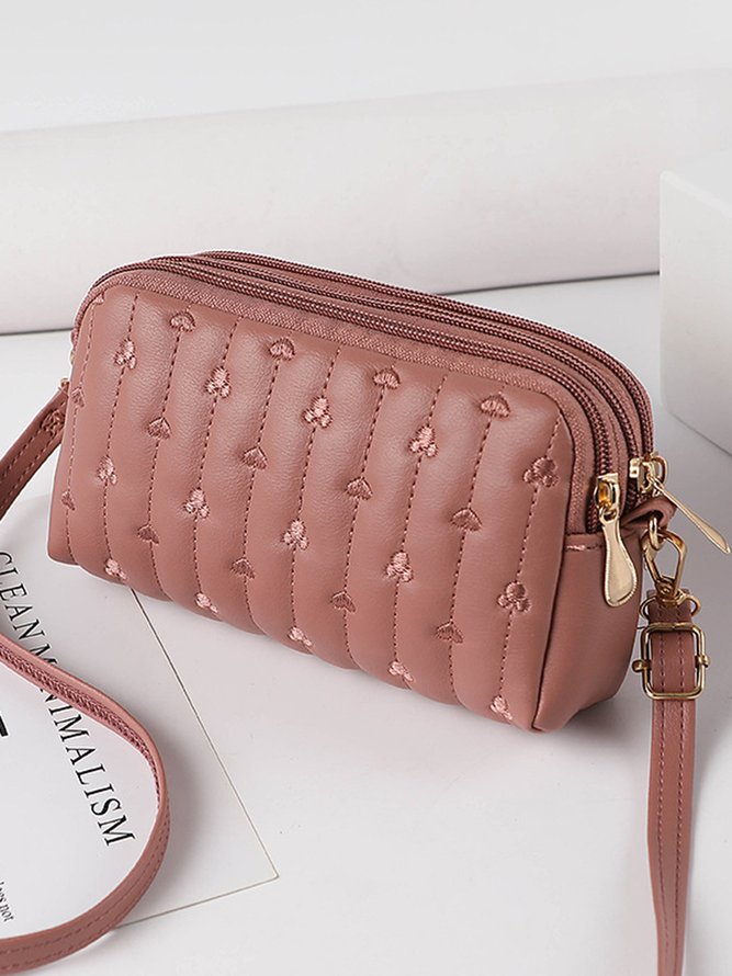 Trendy Metallic Embroidered Crossbody Messenger Bag