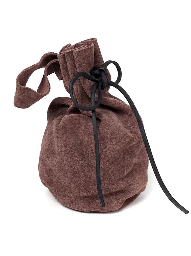 Vintage Faux Suede Drawstring Organizer