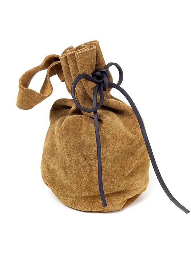 Vintage Faux Suede Drawstring Organizer
