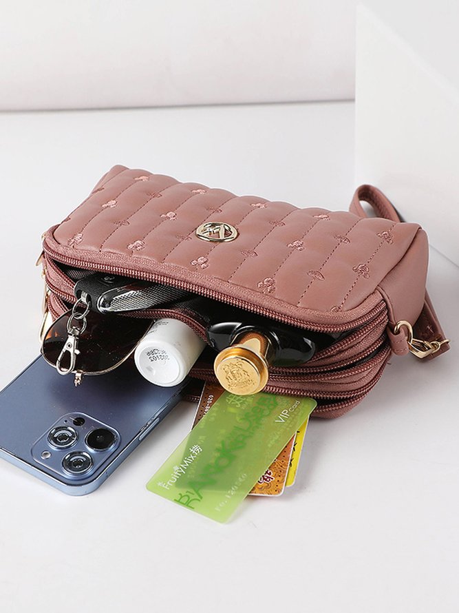 Trendy Metallic Embroidered Crossbody Messenger Bag