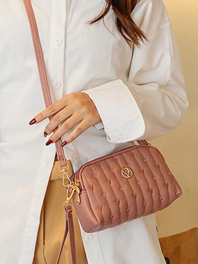 Trendy Metallic Embroidered Crossbody Messenger Bag