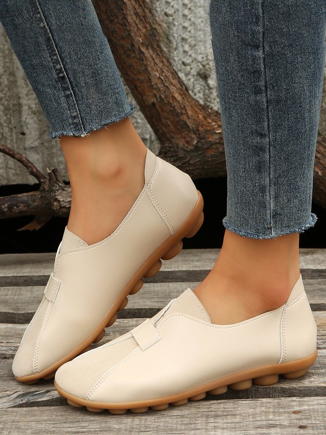 Vintage Casual Anti-Suede Panel Flats