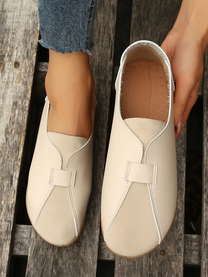 Vintage Casual Anti-Suede Panel Flats