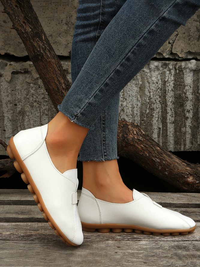 Vintage Casual Anti-Suede Panel Flats
