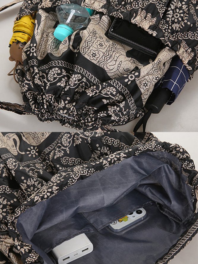 Ethnic Totem Floral Drawstring Backpack Storage Bag