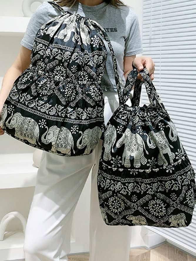 Ethnic Totem Floral Drawstring Backpack Storage Bag