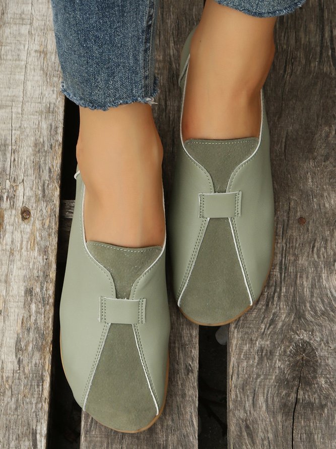 Vintage Casual Anti-Suede Panel Flats