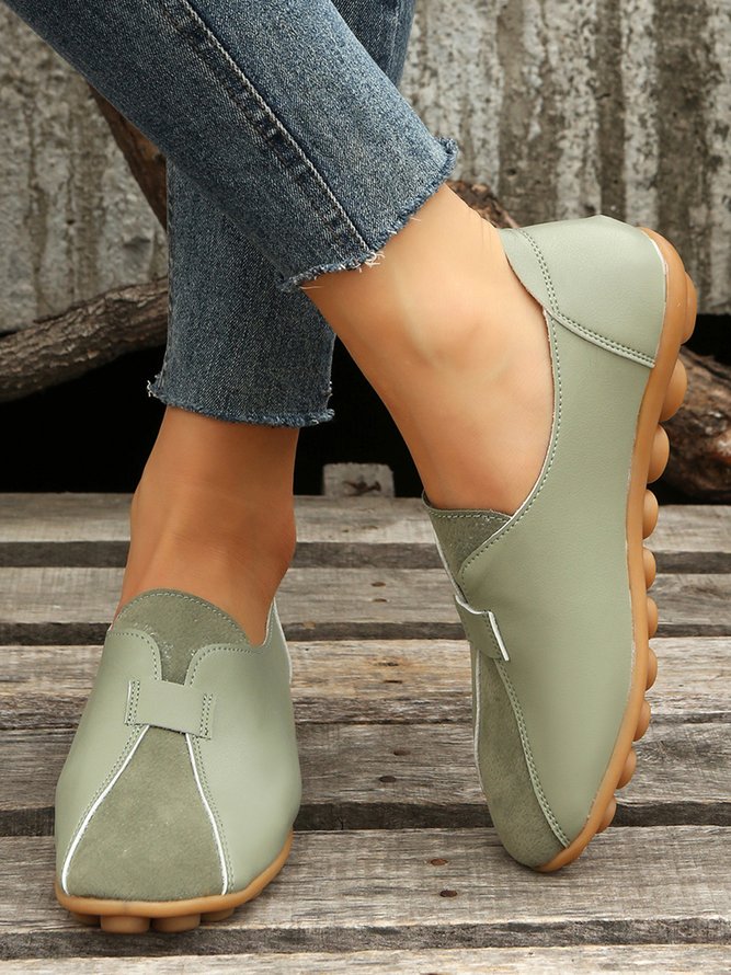 Vintage Casual Anti-Suede Panel Flats
