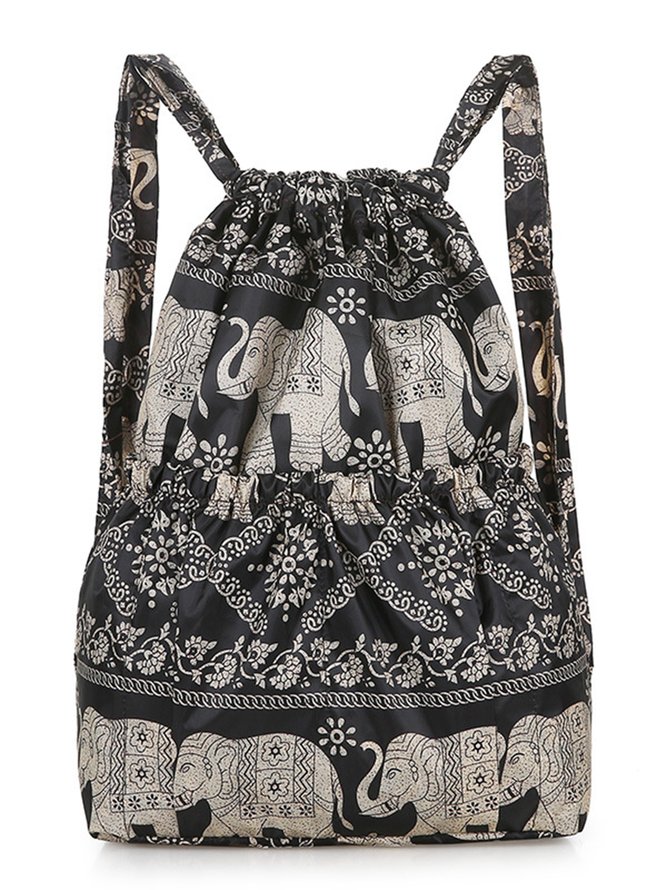 Ethnic Totem Floral Drawstring Backpack Storage Bag