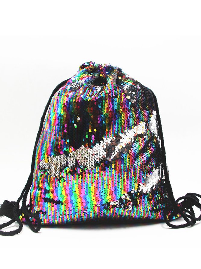 Festive Party Sequin Drawstring Backpack Organizer