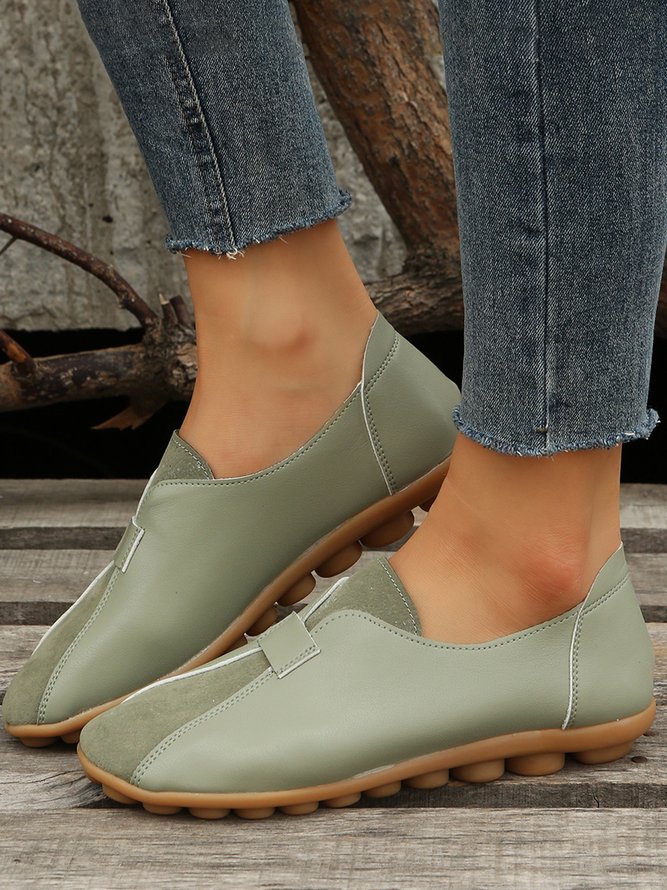 Vintage Casual Anti-Suede Panel Flats