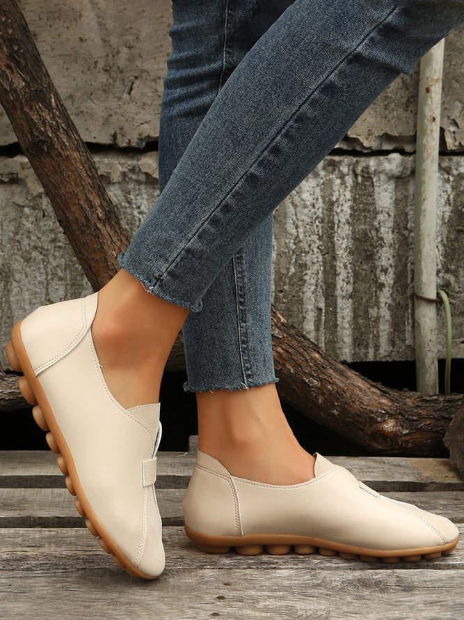 Vintage Casual Anti-Suede Panel Flats