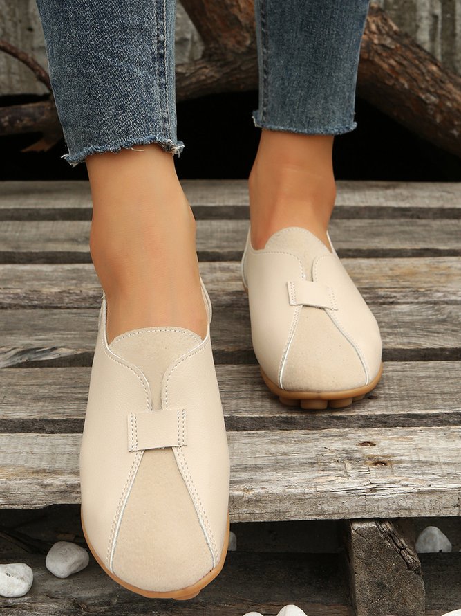 Vintage Casual Anti-Suede Panel Flats