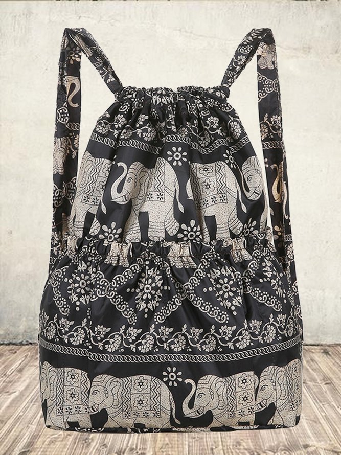 Ethnic Totem Floral Drawstring Backpack Storage Bag
