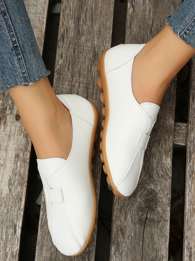 Vintage Casual Anti-Suede Panel Flats