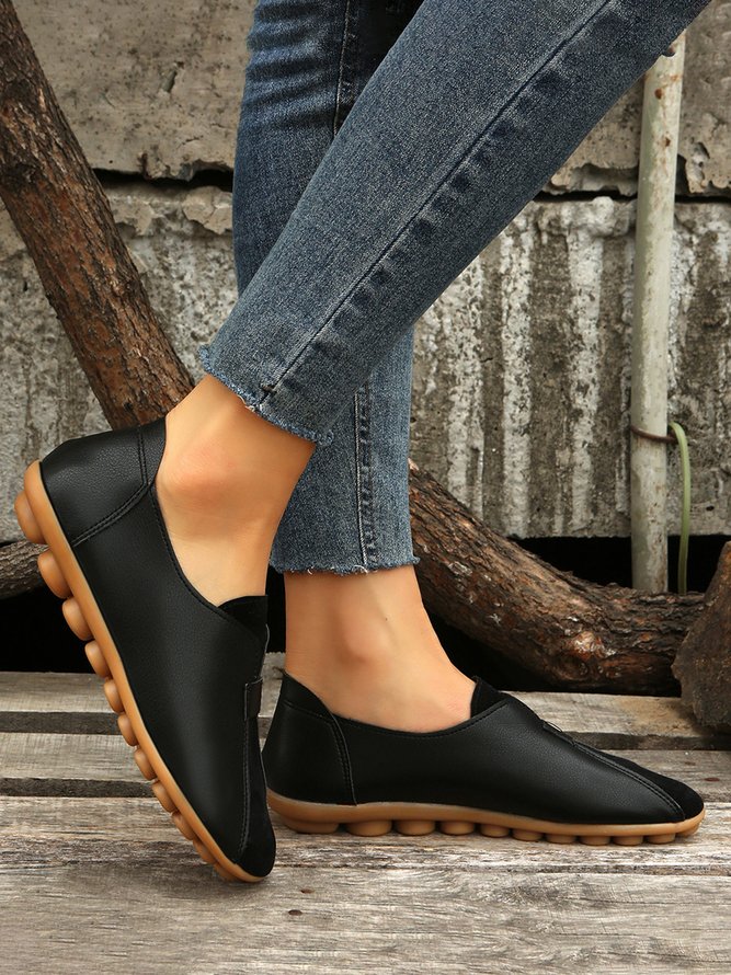 Vintage Casual Anti-Suede Panel Flats