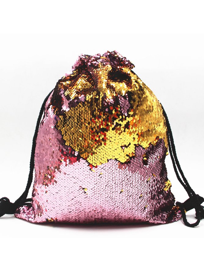 Festive Party Sequin Drawstring Backpack Organizer