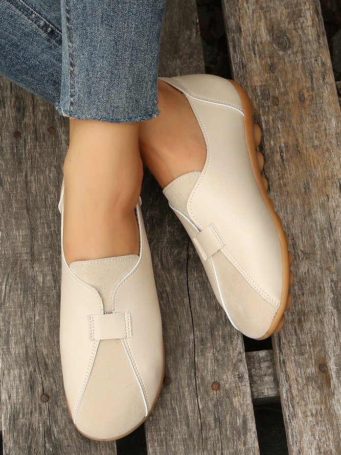 Vintage Casual Anti-Suede Panel Flats