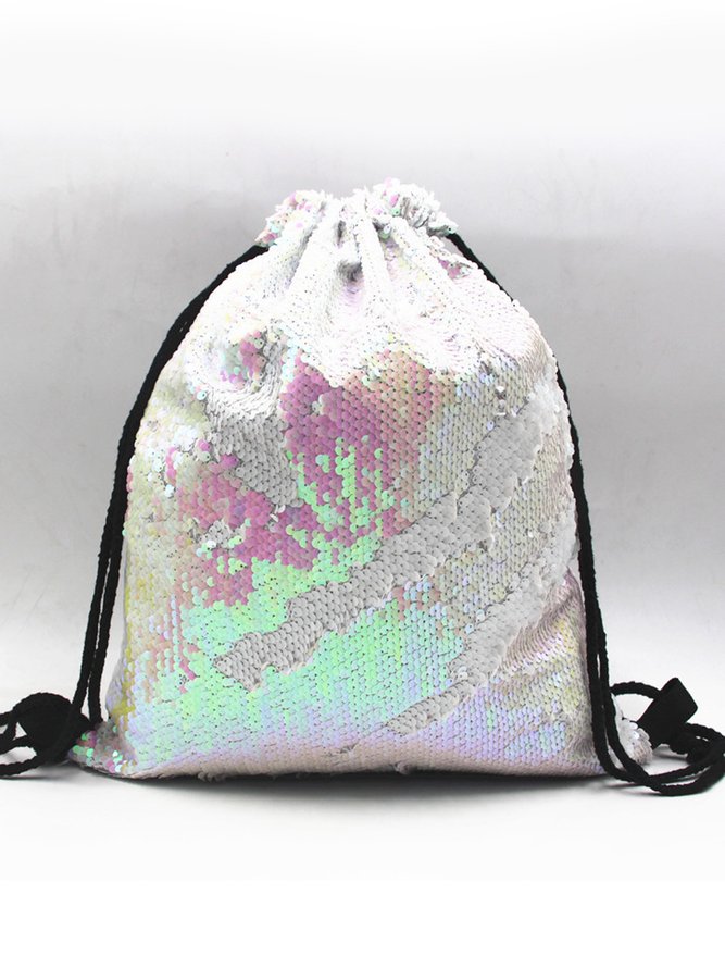 Festive Party Sequin Drawstring Backpack Organizer