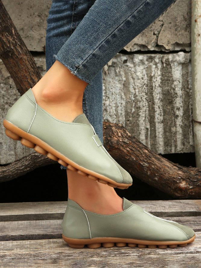 Vintage Casual Anti-Suede Panel Flats
