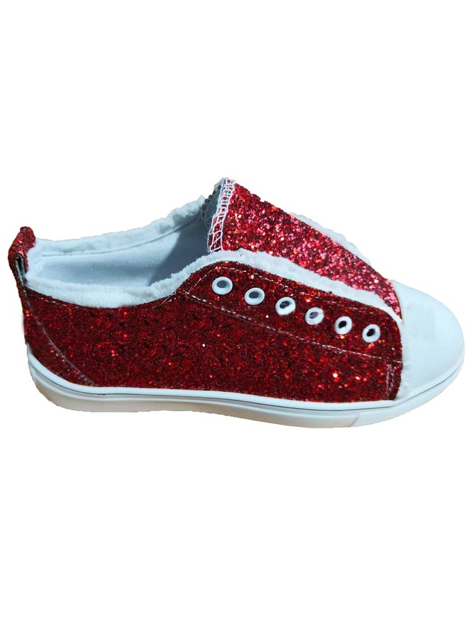 Christmas Red Shiny Lightweight Glitter Canvas Shoes
