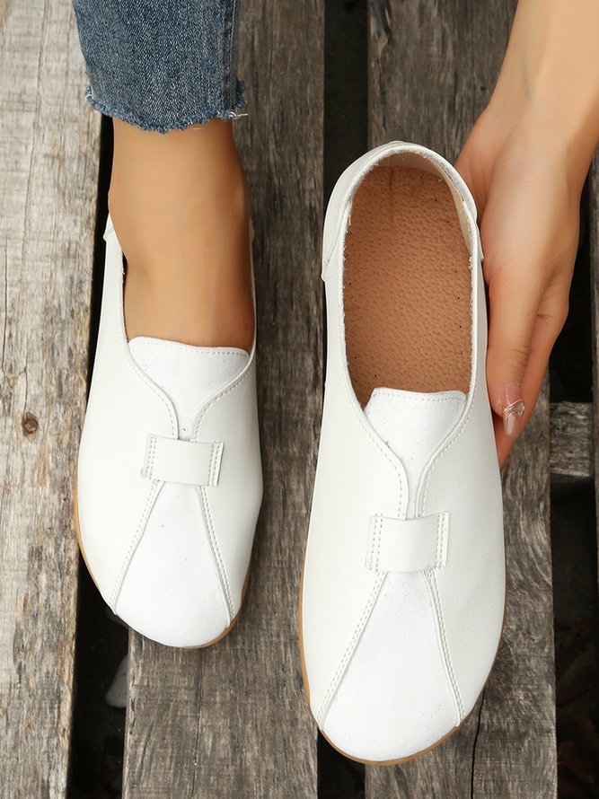 Vintage Casual Anti-Suede Panel Flats