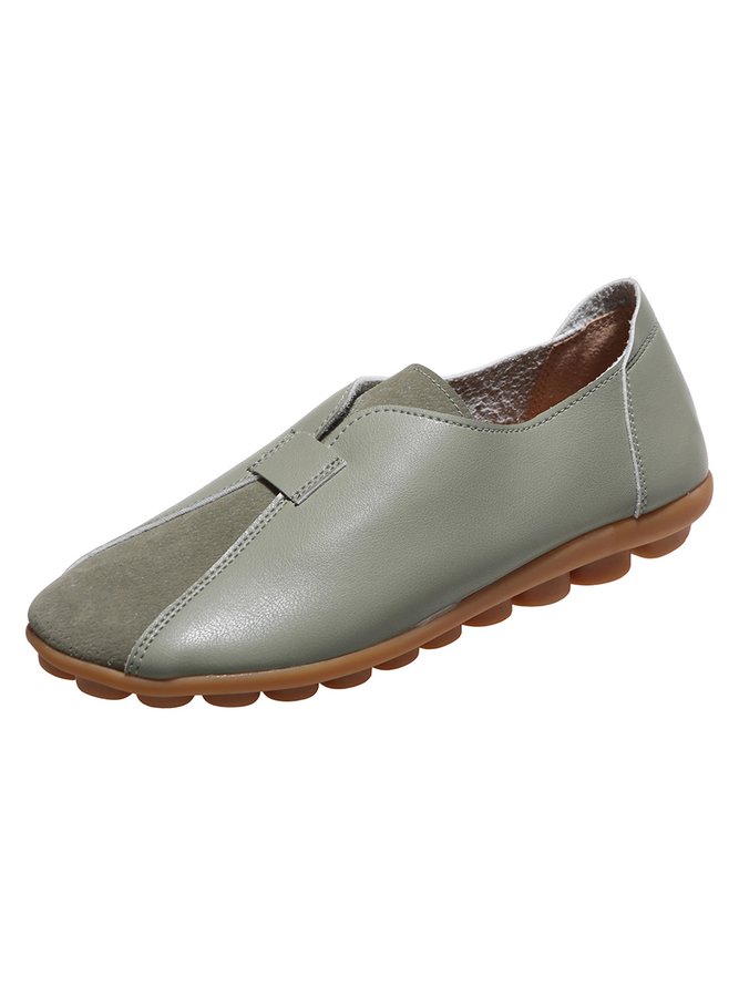 Vintage Casual Anti-Suede Panel Flats