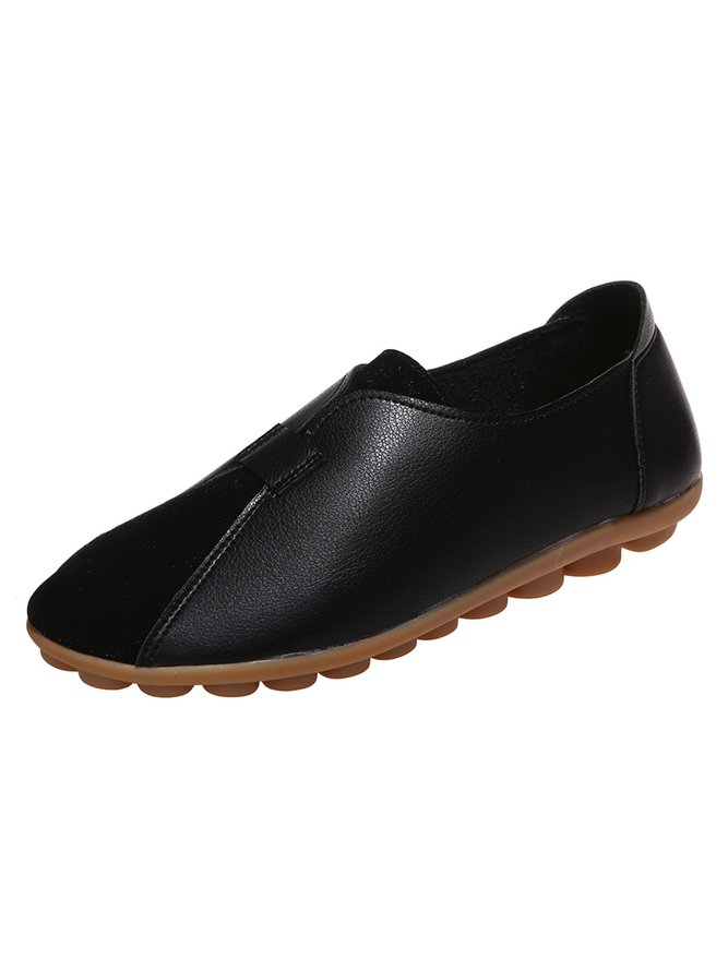 Vintage Casual Anti-Suede Panel Flats