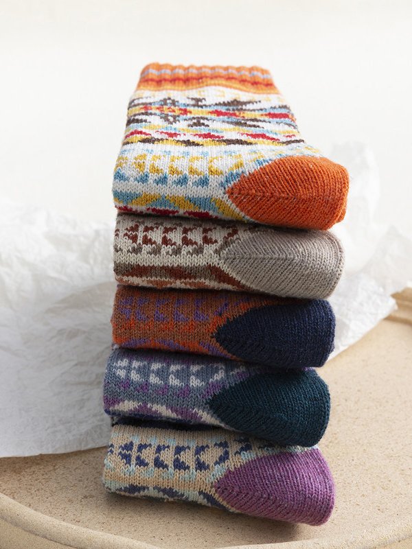 Casual Everyday Ethnic Pattern Striped Cotton Socks