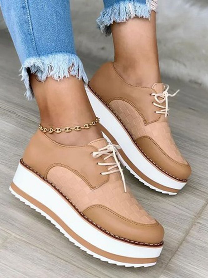 Women's Casual Split Joint Lace-Up Platform Shoes